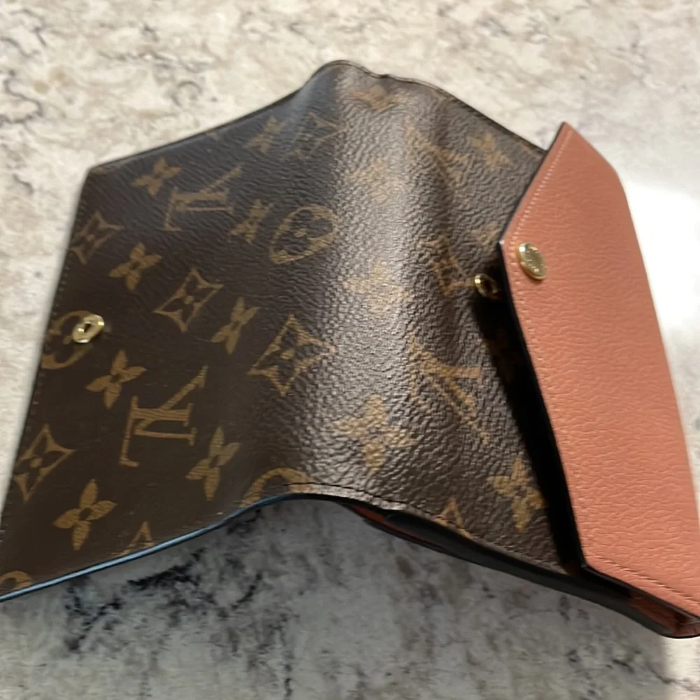 Louis Vuitton Brown Monogram Canvas and Rose Brown Leather Wallet